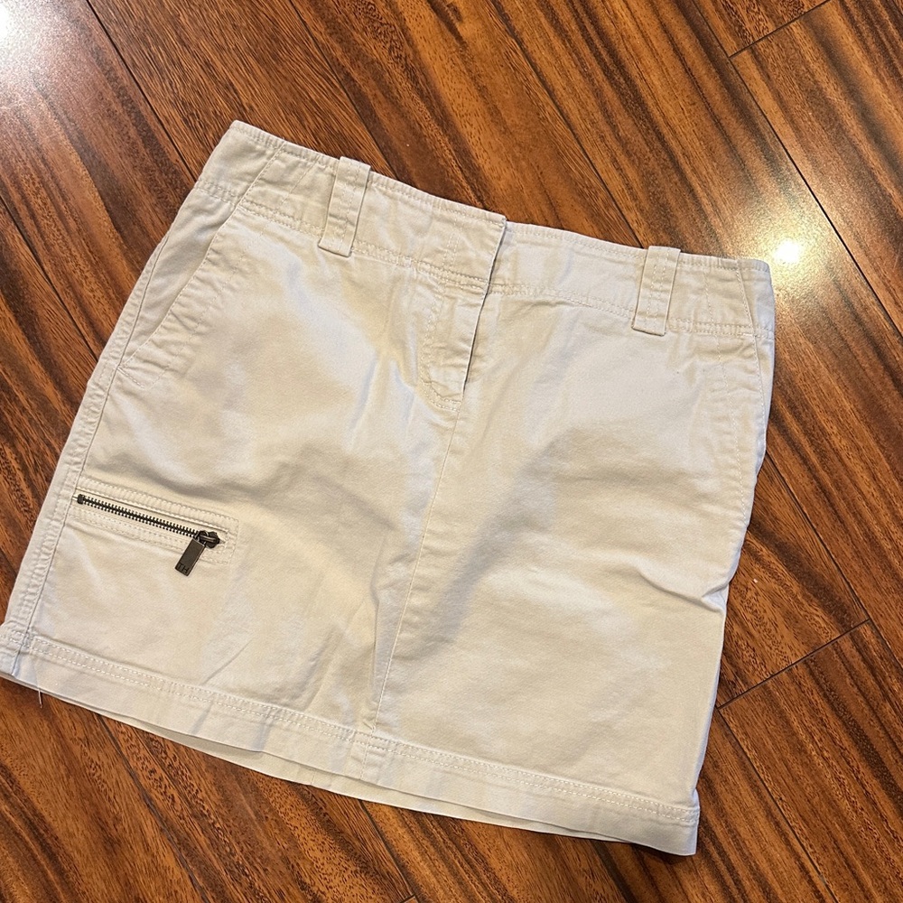 Khaki Tommy Hilfiger Mini Skirt with Zipper Pocket
